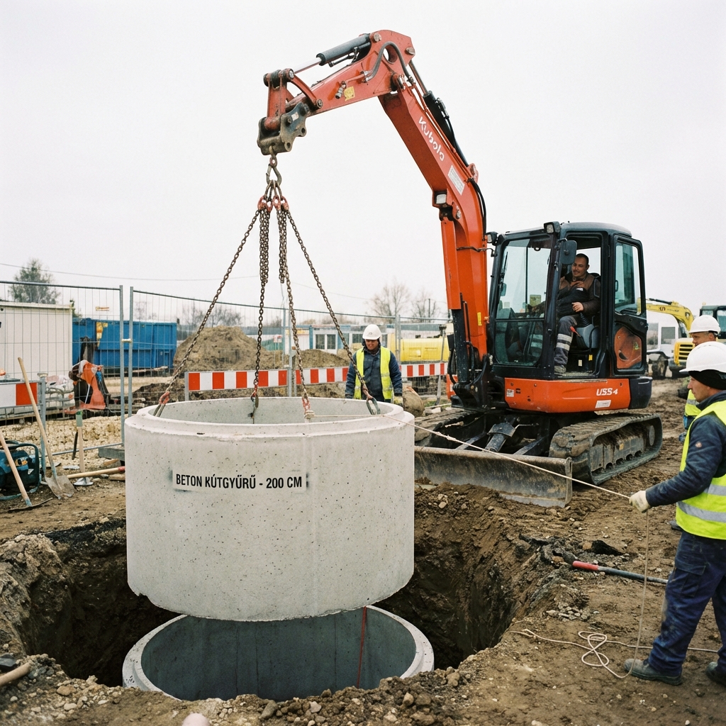 Kútgyűrű lerakás